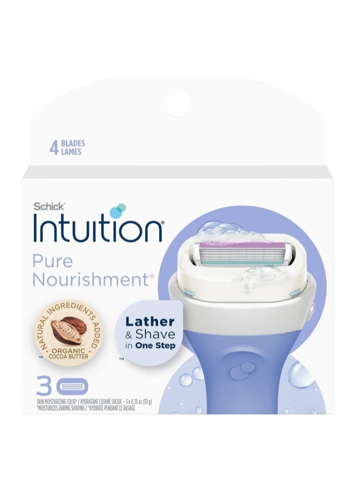 شيك عبوات إعادة تعبئة شفرات الحلاقة شيك إنتويشن بيور نوريشمنت مع زبدة الكاكاو العضوية - 3 قطع - Image 2